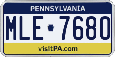 PA license plate MLE7680