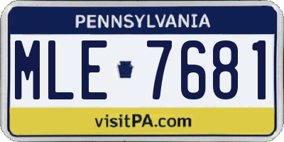 PA license plate MLE7681