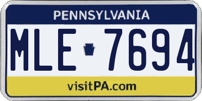PA license plate MLE7694