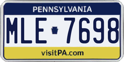 PA license plate MLE7698