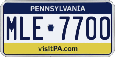 PA license plate MLE7700