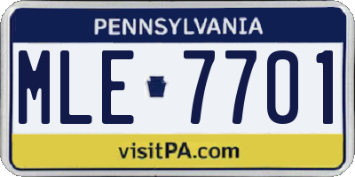 PA license plate MLE7701