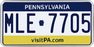 PA license plate MLE7705