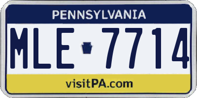 PA license plate MLE7714