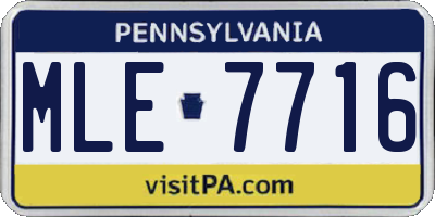 PA license plate MLE7716