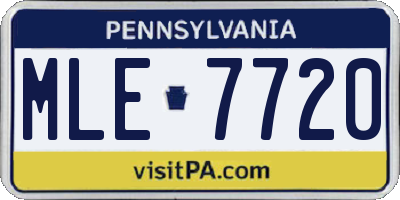 PA license plate MLE7720