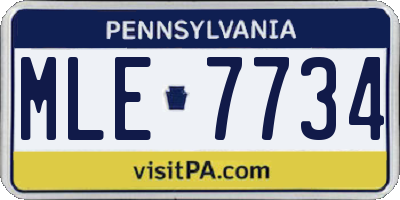 PA license plate MLE7734