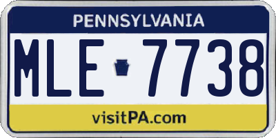 PA license plate MLE7738