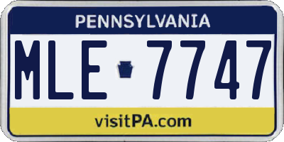 PA license plate MLE7747