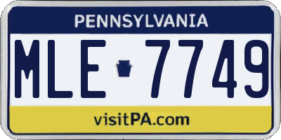 PA license plate MLE7749