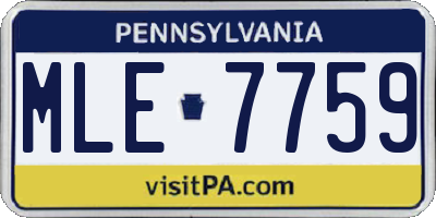 PA license plate MLE7759
