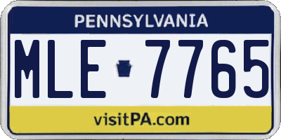PA license plate MLE7765