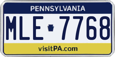 PA license plate MLE7768