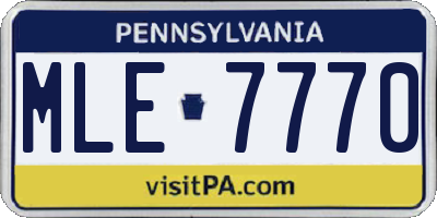 PA license plate MLE7770