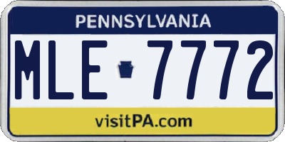 PA license plate MLE7772