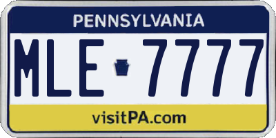PA license plate MLE7777