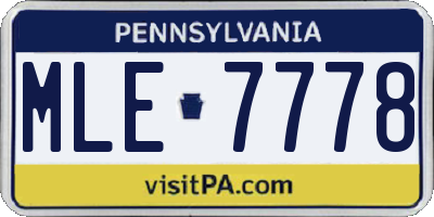 PA license plate MLE7778