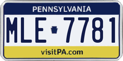 PA license plate MLE7781