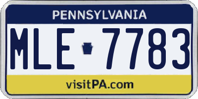 PA license plate MLE7783