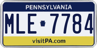 PA license plate MLE7784