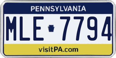 PA license plate MLE7794