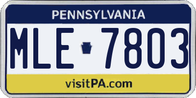 PA license plate MLE7803