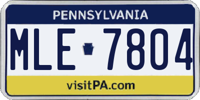 PA license plate MLE7804