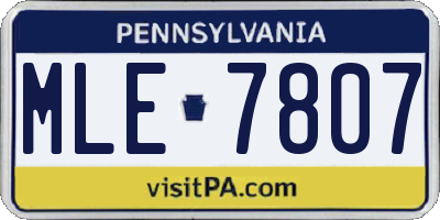 PA license plate MLE7807
