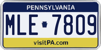 PA license plate MLE7809