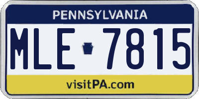 PA license plate MLE7815
