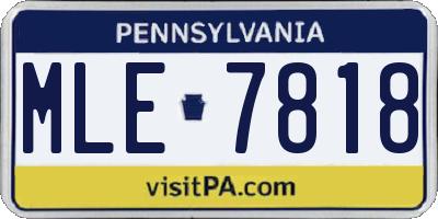 PA license plate MLE7818