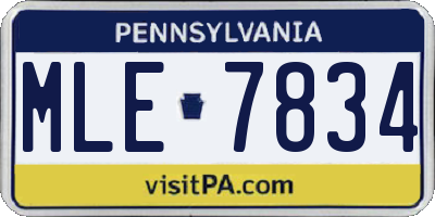 PA license plate MLE7834