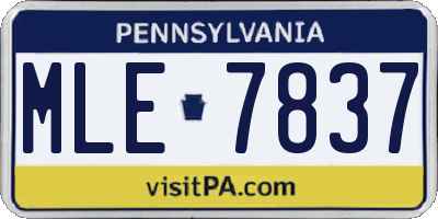 PA license plate MLE7837