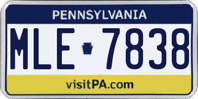 PA license plate MLE7838