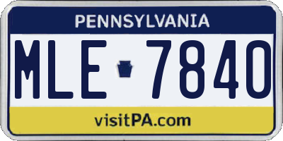 PA license plate MLE7840