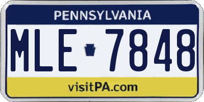 PA license plate MLE7848