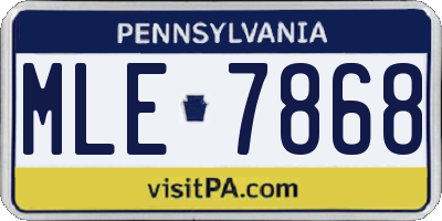 PA license plate MLE7868