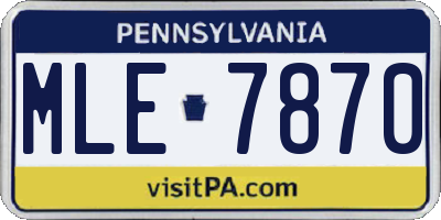 PA license plate MLE7870