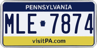 PA license plate MLE7874