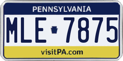 PA license plate MLE7875