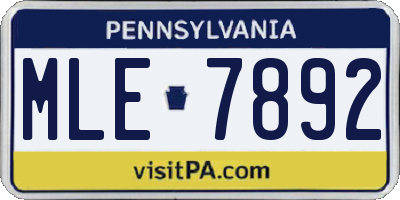 PA license plate MLE7892
