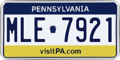 PA license plate MLE7921