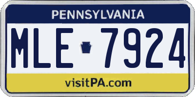 PA license plate MLE7924