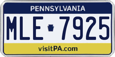 PA license plate MLE7925