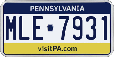 PA license plate MLE7931