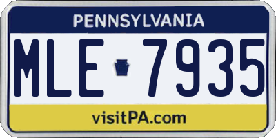PA license plate MLE7935