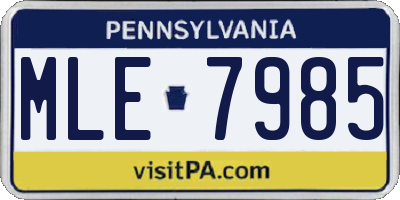 PA license plate MLE7985
