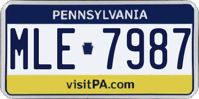 PA license plate MLE7987