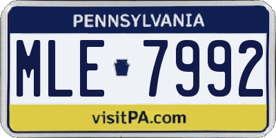 PA license plate MLE7992