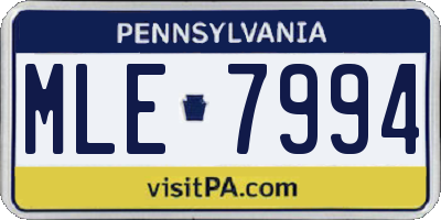 PA license plate MLE7994